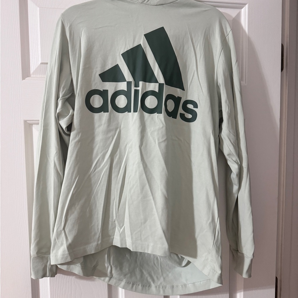 Adidas Mint Green Logo Long Sleeve Hoodie Top